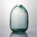 Small Bubbles Green Colored Recycled Glass Flower Vase