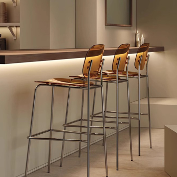 Nordic Comfortable Kitchen Plastic Metal Legs Home Bar Chair