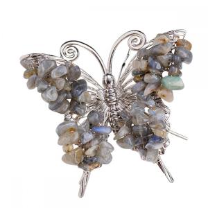 Labradorite Butterfly Decoration Healing Crystal Chip Beads Ornament Home Decor Gifts