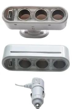 usb adapter car cigarette lighter socket adapter 3 way plug socket usb outlet dc charger power