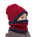 2019 New Winter Children Knitted Hat Ring Scarf Sets Kids Warm Baby Plus Velvet Thick Soft Cap Boys Girls Fleece Lining Beanies