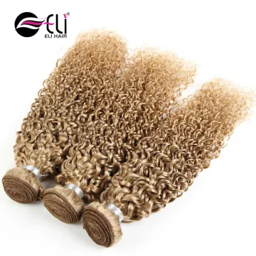 Honey Blonde Color 27 Curly Weave Brazilian Hair Platinum Blonde Human Hair Extension Braiding