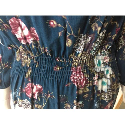 Printed Viscose Dress in Color Blue