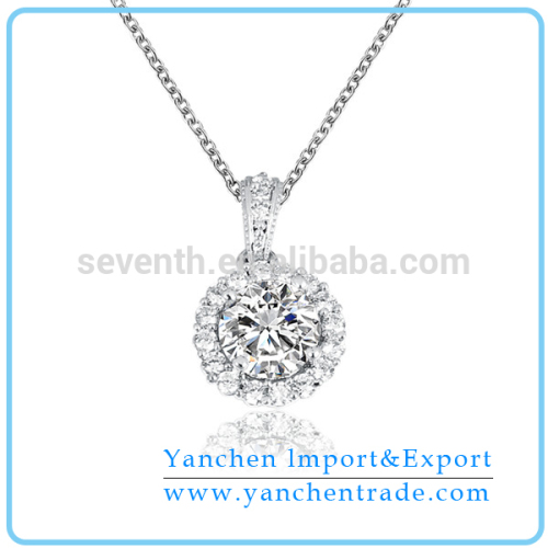 2014 Best Selling Jewelry Fashion Necklace with Rhodium Plated White CZ Diamond