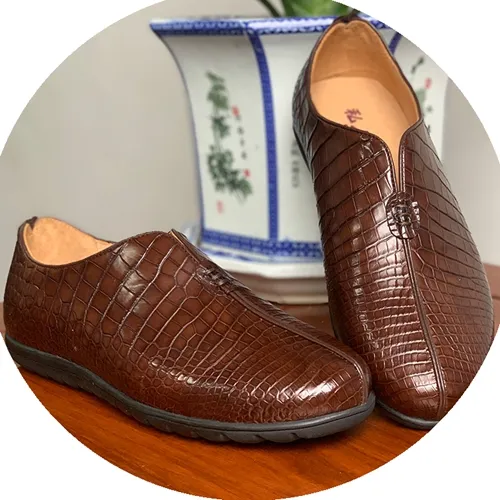 Crocodile Leather Shoes Men's Autumn Tide Shoes Fashion All-Match Wear-Resistant Leather Slip-On Casual Shoes Over-The-Foot Shoe