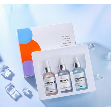 Private Label Face Serum Set: Hyaluronic Acid, Vitamin C, Retinol for Brightening and Anti-Aging