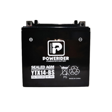 12v 14ah YTX14-BS mf lead-acid motorcycle starter battery