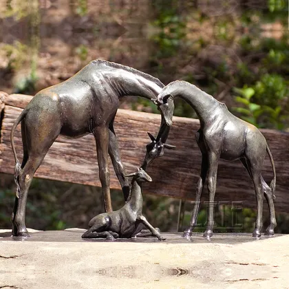 Hot sale outdoor home decoration life size bronze giraffe statue