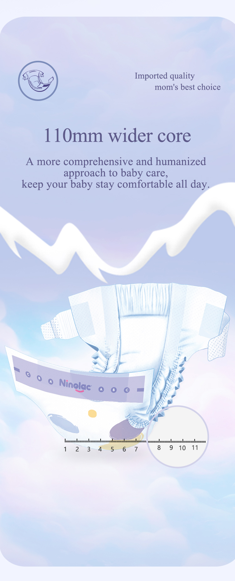Dryness Baby Diaper for All Day Use