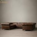 tuftowana sofa narożna w stylu amerykańskim w stylu Chesterfield