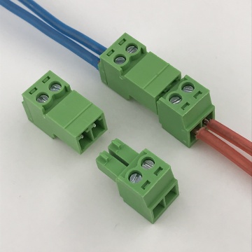 Bloco de terminais plugável de 2 pinos macho para fêmea de 3,81 mm