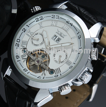 Jargar Men Gent White Tourbillon Date Aviator Automatic Mechanical Watch WM182