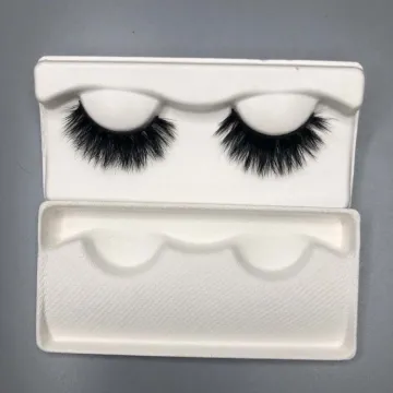 Biodegradable bagasse molded eyelash packaging pulp tray