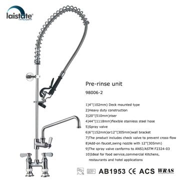 Commercial Kitchen 4''(102) Center Deck Mounted Pre-Rinse Unit With Add On Faucet (98006-2)