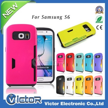 wholesale credit card holder 2 in 1 combo phone case for Samsung Galaxy S6