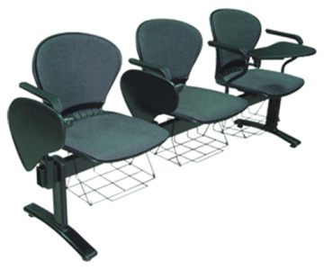 fabric upholstered 3 seat link chair folding tablet arm waiting chair padded beam seating