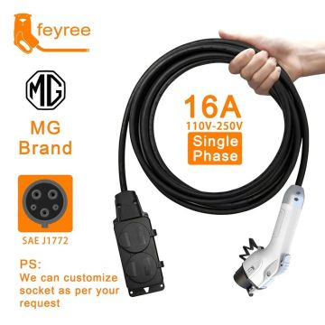 Portable Discharging Cable for MG Brand EV Car with Type 1 16A 3.5kW EV Charger Plug Connecting to EU Socket