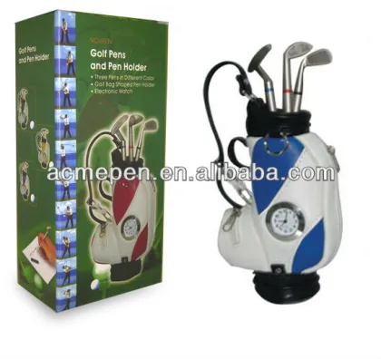 Novelty Design 3pcs Golf pen and Metal Pen Holder