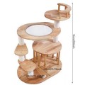 Solid Wood Luxury Cat Tree Large Cats Tower Scratcher Indoor Climbing Bed Heavy Duty Structure Comfortable Rest Platform