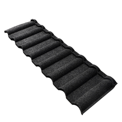 black milano stone colored metal roof tile