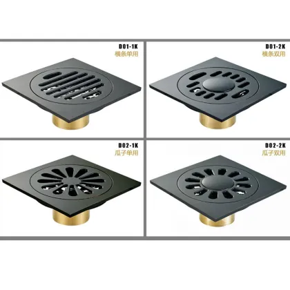 Black bronze copper material square deodorant floor drain American black floor drain