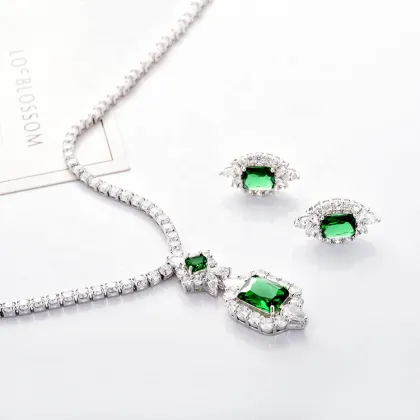 Copper Inlaid Zircon Jewelry Set for Bridal Weddings