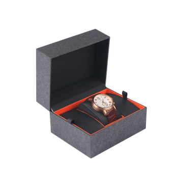 Custom Matte Black Paper Men Watch Hinging Box