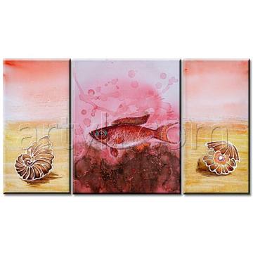 Wholesale Handmade Modern Colorful Fish Decoration Animal Oil Painting