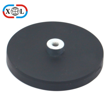 Neodymium Rubber Coated Pot Magnet with Screwed Bush