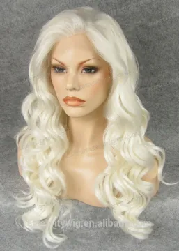 Fashion Long Wavy White Color Synthetic Lace Front Wigs for Party Wigs Heat Resistant Wigs