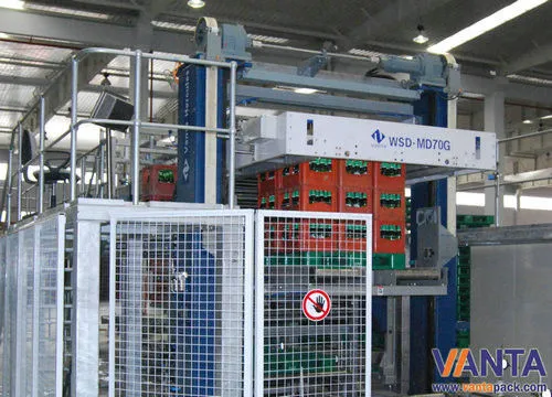 Pallet Conveyor Automatic Palletizing Machine , Siemens Sensor Machine