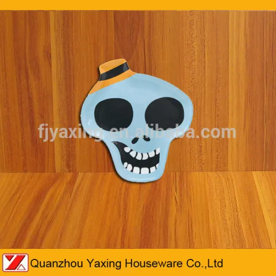 9" Melamine Halloween Skull head plate
