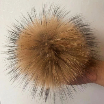 Big Natural Fur Raccoon Pom Poms for Hats, Scarves, Shoes, and Boots - DIY Accessories