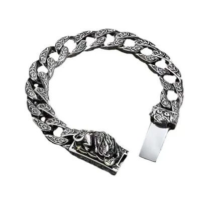 925 Sterling Silver Pixiu Bracelet - Retro Men's Trendy Handicraft Thai Silver Chain