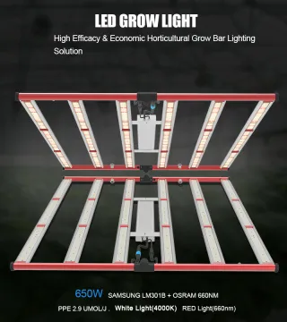 Dimmable High Power Led Grow Light Bar 650W