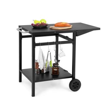 BBQ Cart Table Multifunctional Kitchen Cart with Double-Shelf Versatile Grilling Table Outdoor Movable Dining Cart Trolley Factory