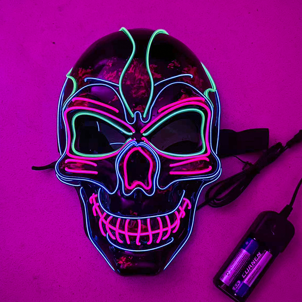 Multicolor EL Wire LED Skull Halloween Mask
