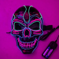 Máscara de Halloween com caveira LED multicolorida com fio EL