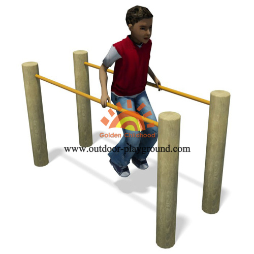 Barras paralelas de madera que equilibran el patio de juegos HPL para niños