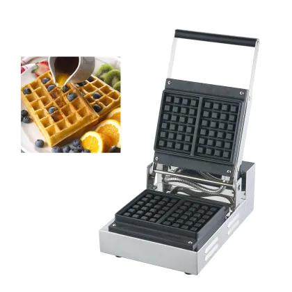 OEM Custom Commercial Square Waffle Making Machine with Adjustable Thermostat for Snack Foods