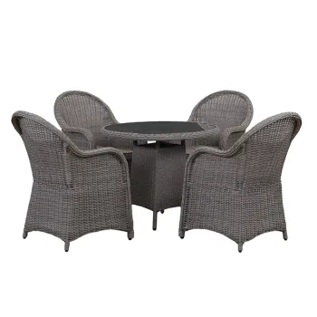New Rattan Round Table and Chair Set: Wicker Dining Furniture