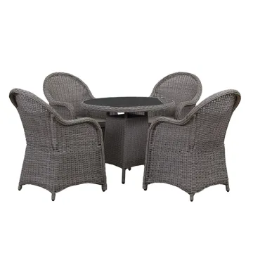 New Rattan Round Table and Chair Set: Wicker Dining Furniture