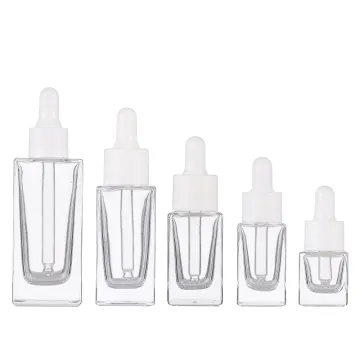 Clear Transparent Glass Square Dropper Bottle