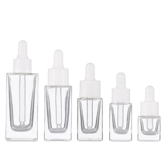 Clear Transparent Glass Square Dropper Bottle