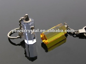 color block crystal keychains with led light for engraved (R-0847)
