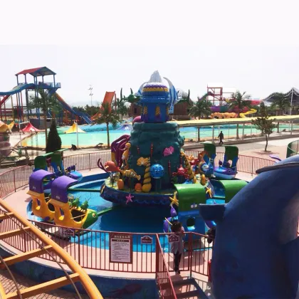 Ocean Island Shark Ride with Water Gun: Outdoor Playground Water Rides for Children