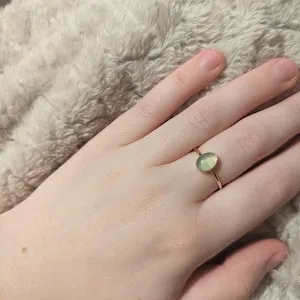Chrysoprase Ring 14k Gold Ring Oval Gemstone Rings