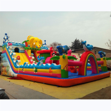Customized Elephant Theme Inflatable Castle Slide for Kids