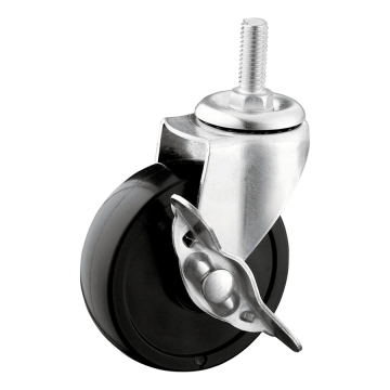 Thread Stem Plastic Casters with Side Brake