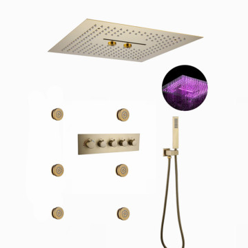 Brushed Gold Waterfall Rain Shower System